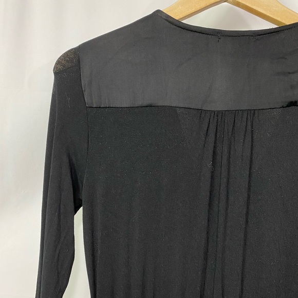 NWT- LA Made Black V neck long sleeve slit Surplice Maxi dress SM - Picture 6 of 11